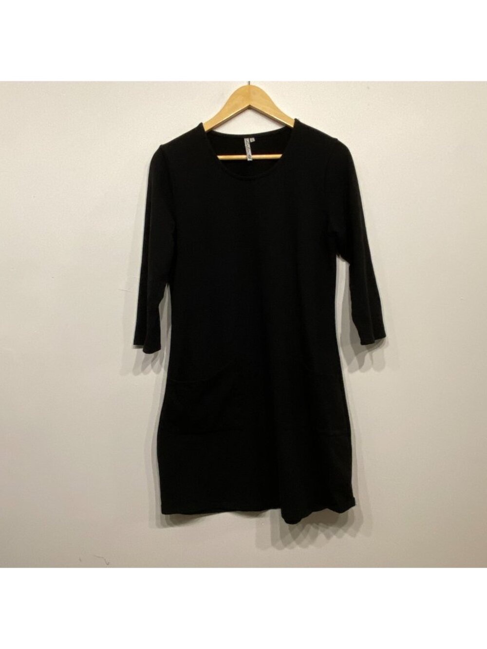 Lulu B Black 3/4 Sleeve Patch Pocket Sweatshirt Mini Dress Size Small